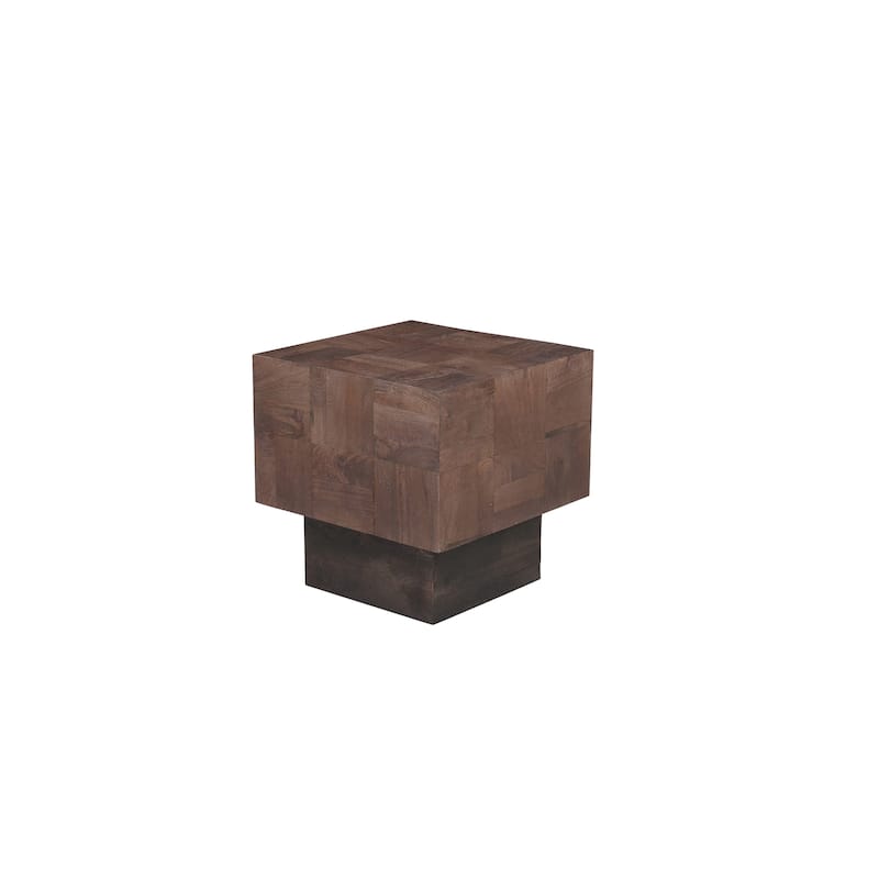 Caden Modern Solid Wood Side Table - Dark Brown