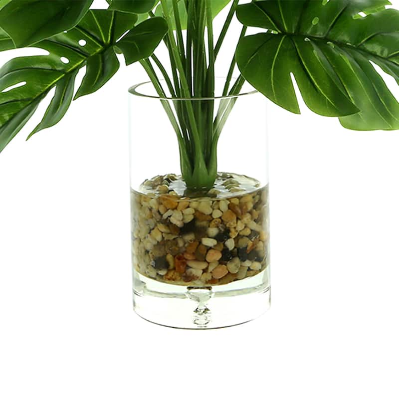 Organic Modern Philo with Rocks Arranged in Clear Glass Vase - Green