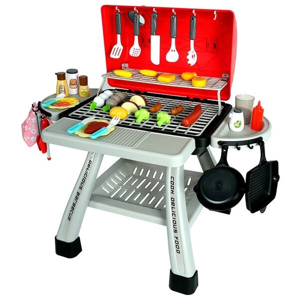 slide 2 of 5, Easy Playhouse BBQ Grill Toy Playset, Light & Sound, Realistic Smoke, Cooking