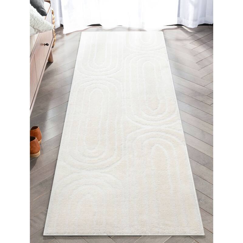 Well Woven Feliz Modern Soft Shag Geometric High-Low Textured Area Rug