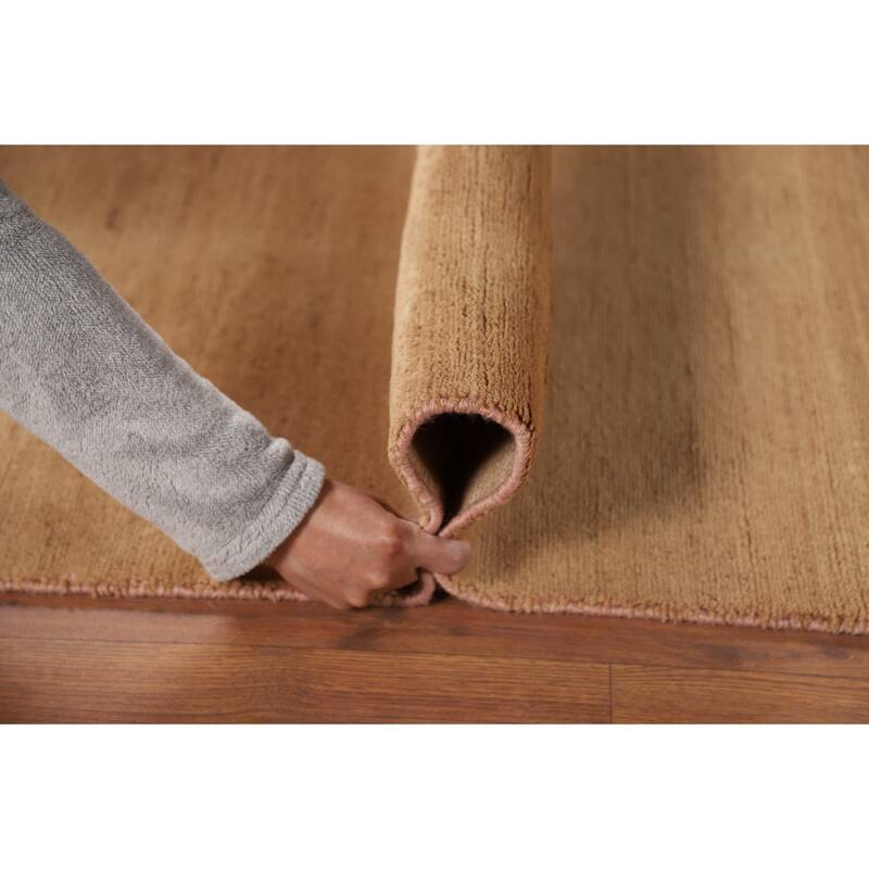 Light Brown Gabbeh Modern Runner Rug Oriental Hand-Knotted Wool Carpet - 2'7"x 9'10"