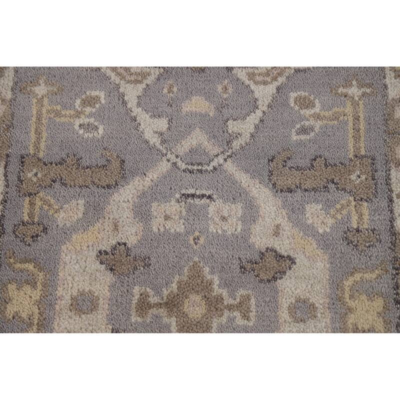 Gray Oushak Oriental Runner Rug Hand-Knotted Wool Carpet - 2'6"x 9'11"
