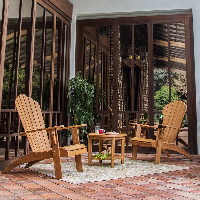 Cambridge Casual Sherwood Teak Outdoor Adirondack Chair with Cup Holder