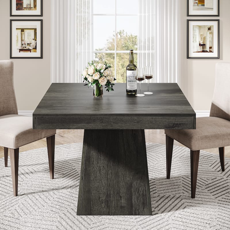 31.5 Inch Square Dining Table, Wood Kitchen Table Small Dinner Table Farmhouse Dining Room Table - Dark Grey