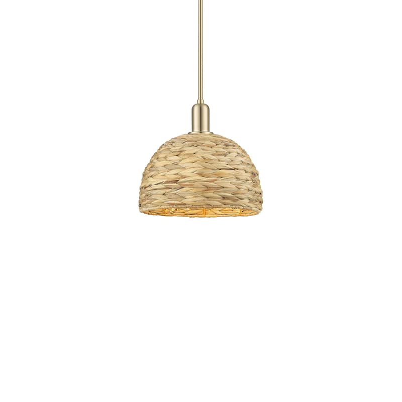 Innovations Lighting 716-1S-12-12 Woven Rattan Pendant Woven Rattan - Champagne Bronze / Natural