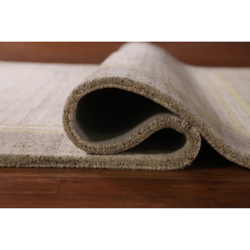 Contemporary Beige Gabbeh Indian Area Rug Hand-Tufted Wool Carpet - 5'3" x 7'7"