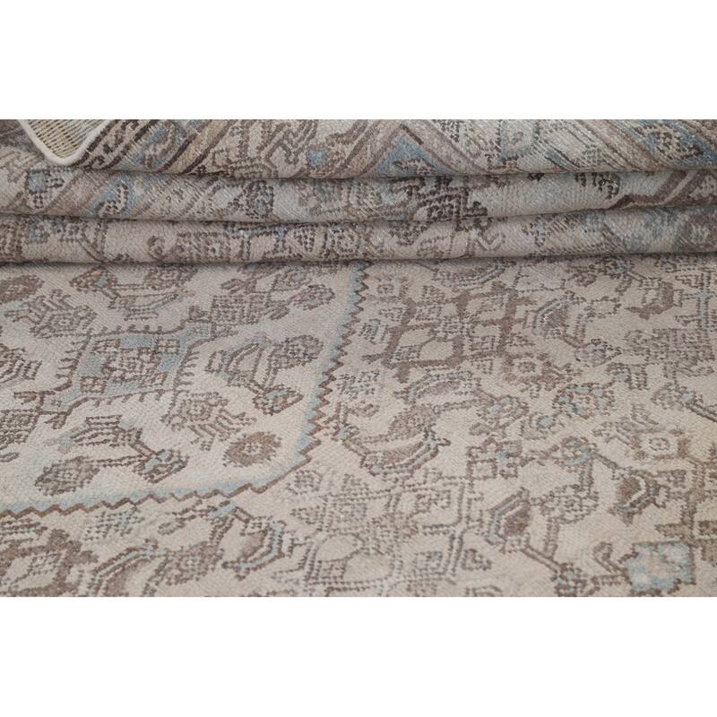 Muted Traditional Geometric Hamedan Persian Area Rug Wool Handmade - 6'10" x 9'9"