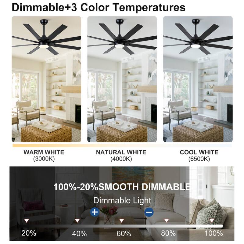 YUHAO 72 Inch Windmill Antique Black Industrial Wooden Large Ceiling Fans With LED Lights and Remote Control