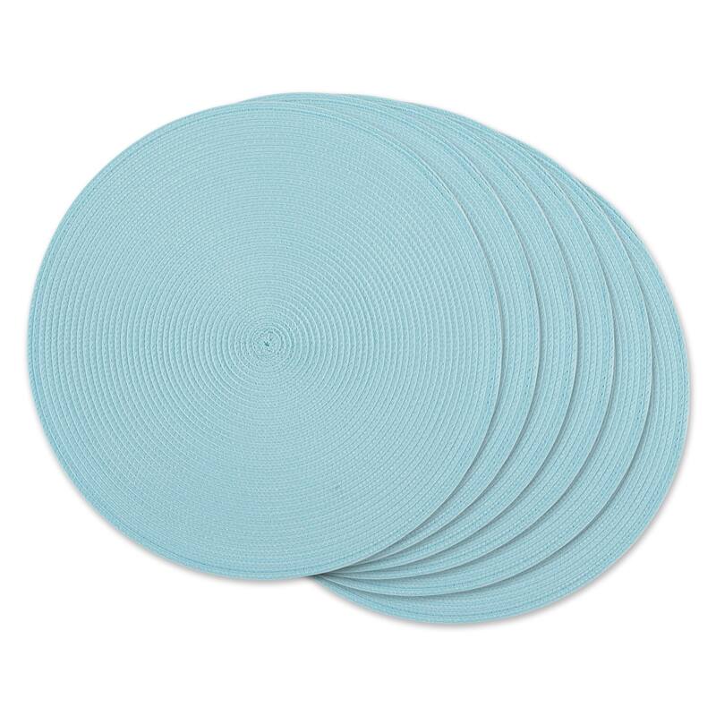 DII White Round PP Woven Placemat Set of 6 - Robbins Egg Blue