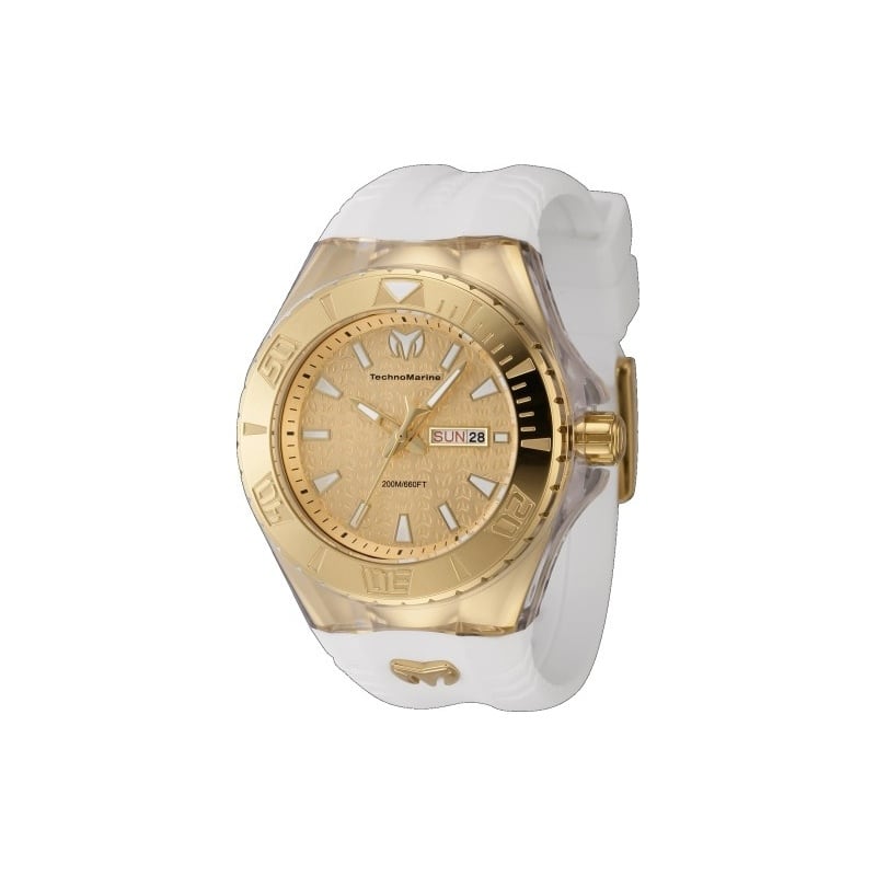 Technomarine Men's TM-122014 Cruise Quartz 3 Hand Gold Dial Watch - Teal