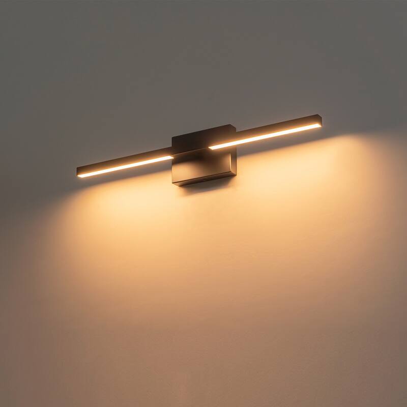 23.6" W Modern Matte Black/Stained Nickel 3000K Dimmable LED Bathroom Vanity Wall Light