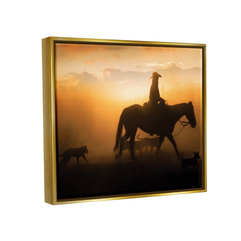 Stupell Western Horse at Sunset Framed Floater Canvas Wall Art Design by PBurchettePhoto