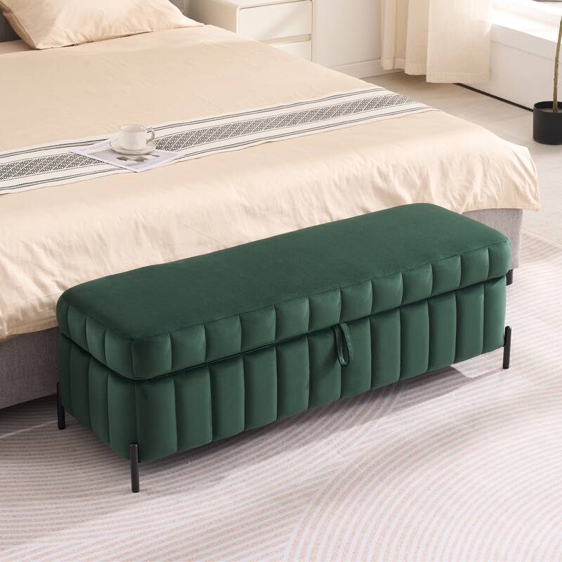 49.2"W Modern Storage Bench,Bedroom Ottoman Bench with Metal Legs