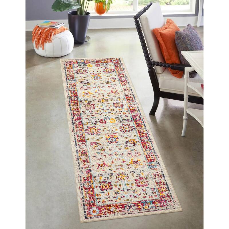 ECARPETGALLERY Machine Made Jasmine Ivory Area Rug