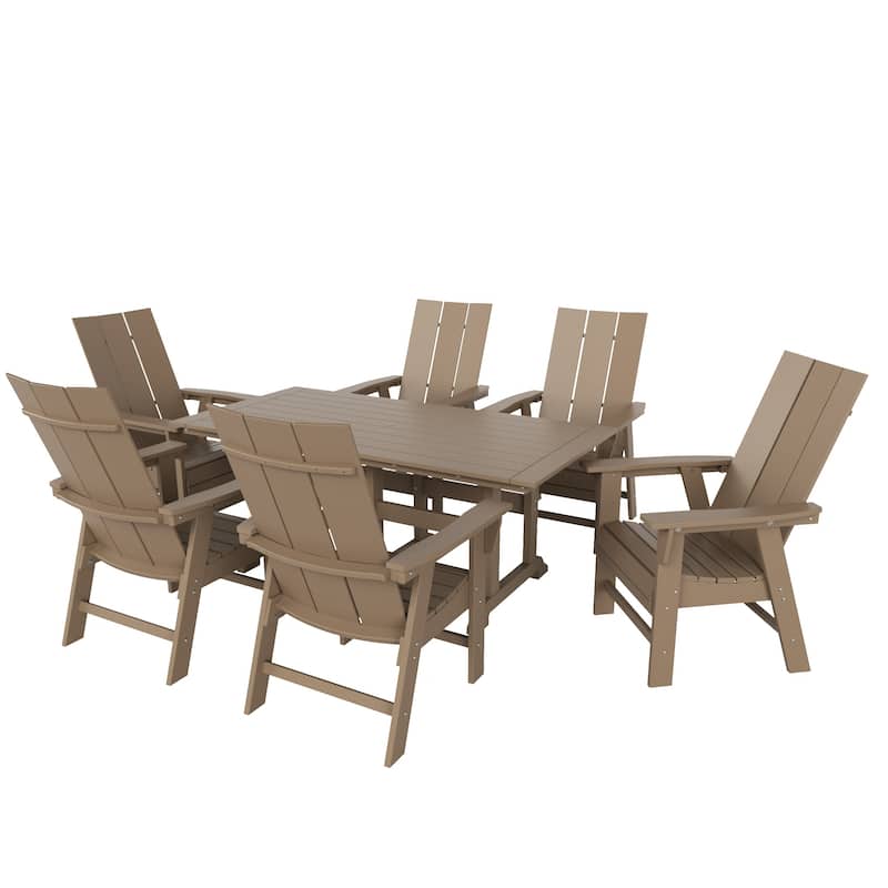 Shoreside 7-Piece Rectangular Poly Eco-Friendly All Weather Outdoor Dining Set