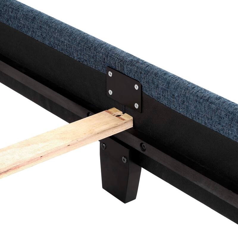 Bridgevine Home Tall Denim Navy Blue Square Headboard Upholstered Platform Bed