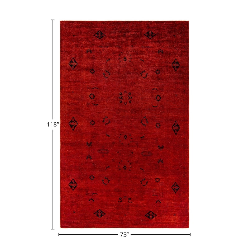 Fine Vibrance, One-of-a-Kind Handmade Area Rug - Orange, 6' 1" x 9' 10" - 6' 1" x 9' 10"