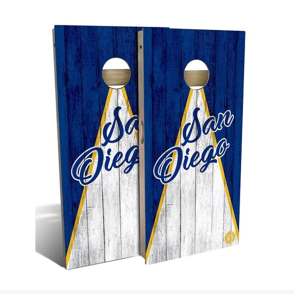 slide 2 of 8, San Diego Triangle Baseball Outdoor Cornhole Board Set Backyard 2x4 - Include Carrying Case