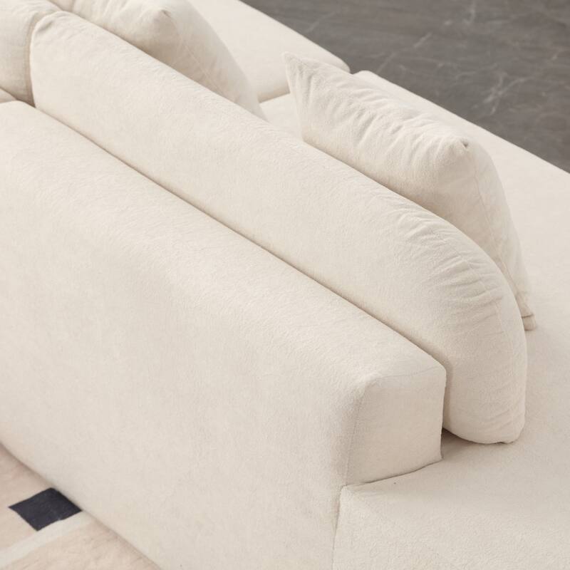 Modern Minimalist Living Room Terrycloth Fabric Modular Sofa with Pillows