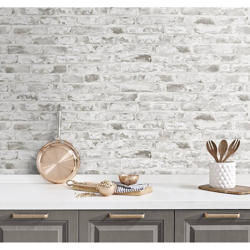 Harry & Grace Faux Rustic Brick Peel and Stick Natural Wall Backdrop Panel