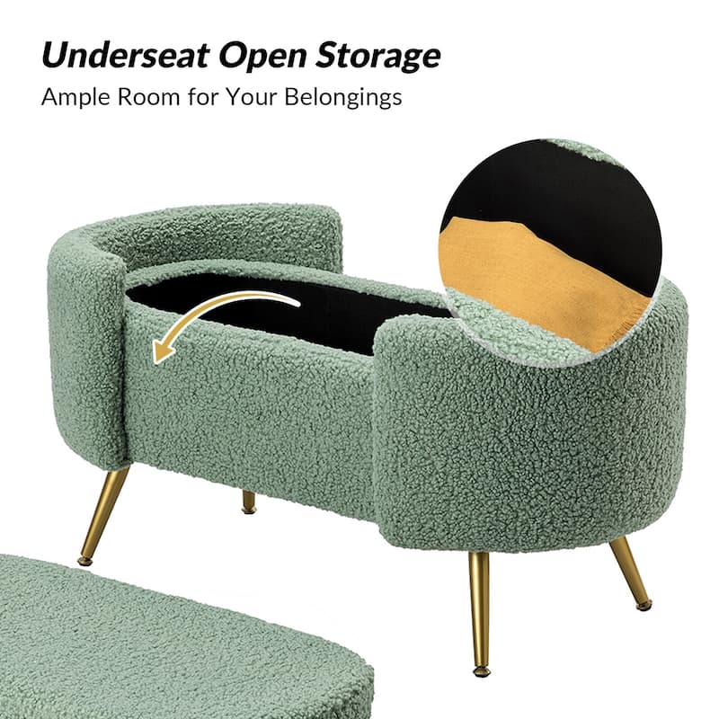 Clara 39.4" Wide Storage Bench with Metal Legs