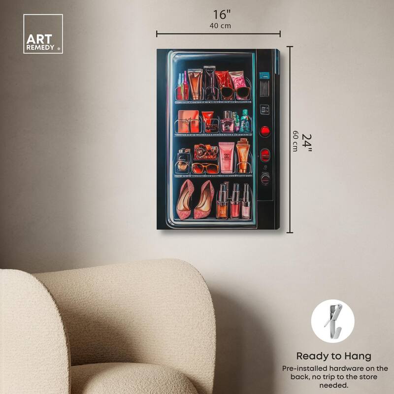Fashion Vending Machine Canvas by Art Remedy, Gallery Wrapped