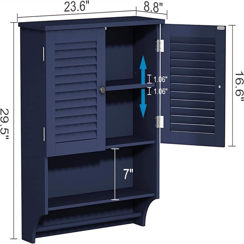 Medicine Cabinet with Towels Bar - 8.9"D x 23.6"W x 29.3"H
