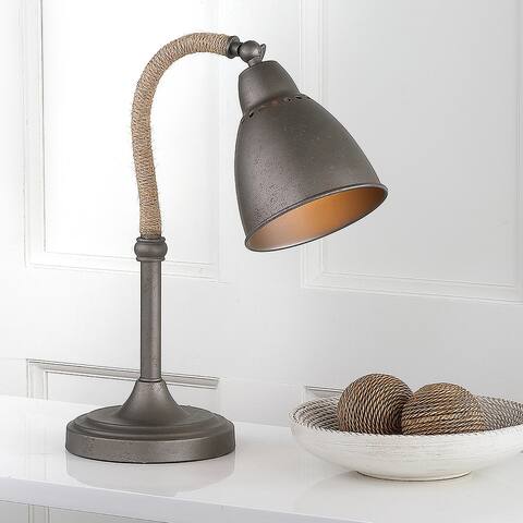 SAFAVIEH Lighting 20-inch Nari Dark Grey Task LED Table Lamp - 16"x7"x19.5"