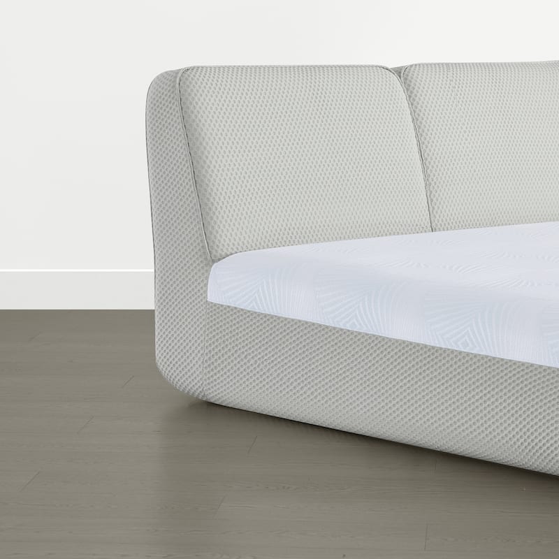 Spruce & Spring Modern All-in-One Queen Upholstered Bed, No-Assembly Foam Bed for Small Spaces