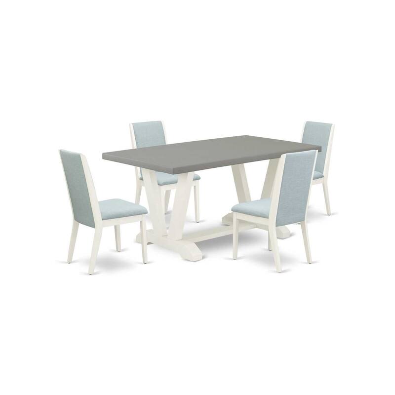 HomeStock 5-Piece Rectangle Natural Oak Finish Solid Wood Top Dining table with 4 Chairs