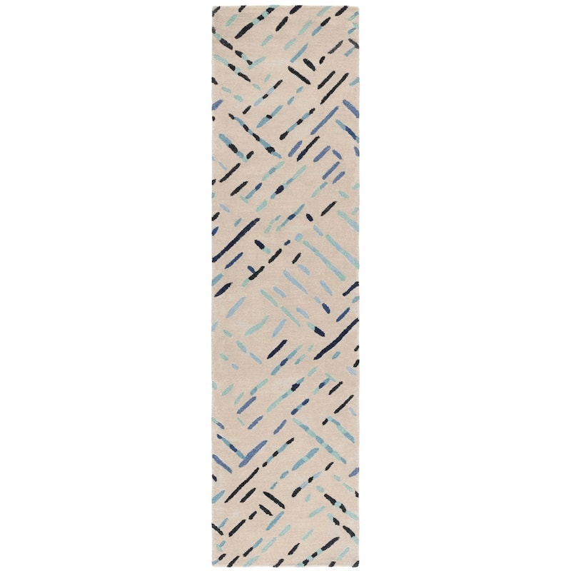 SAFAVIEH Handmade Metro Rhianwen Wool Rug - 2'3" x 9' Runner - Grey/Blue