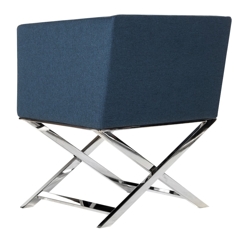 SAFAVIEH Inell Glam Navy/ Chrome Cross Leg Club Chair - 23Wx24Dx29H