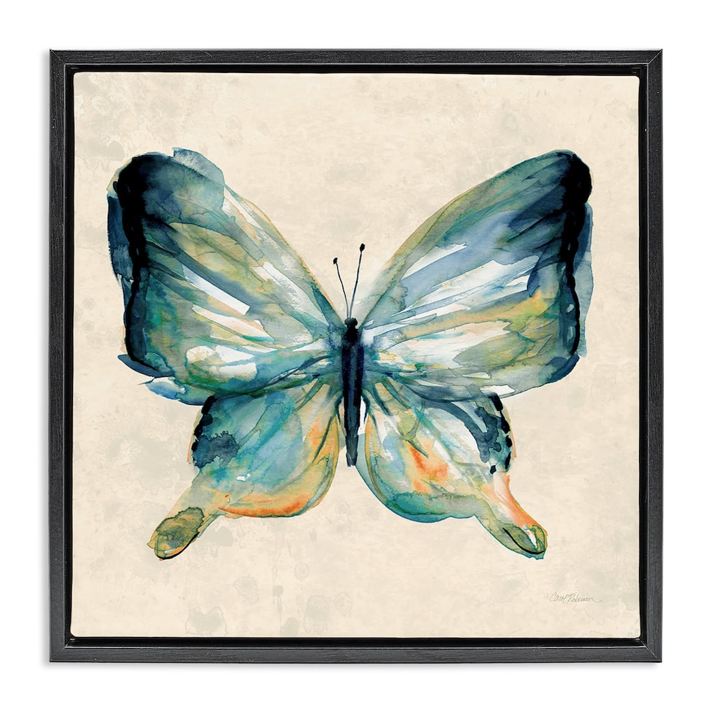 Stupell Bold Butterfly in Green Framed Floater Canvas Wall Art Design By Carol Robinson