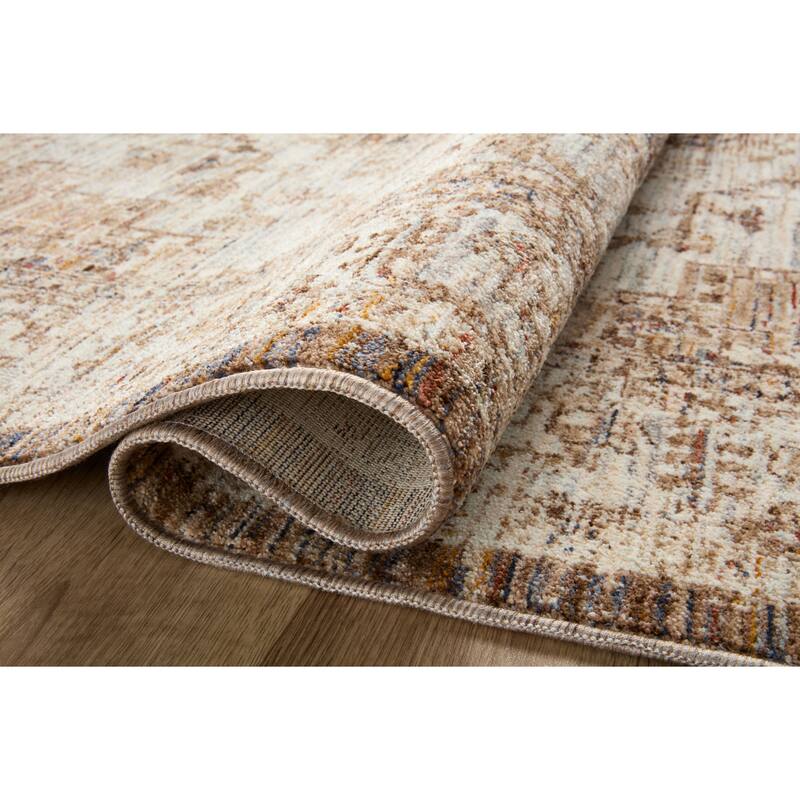 Alexander Home Anniki Distressed Medallion Area Rug with Micro Fringe