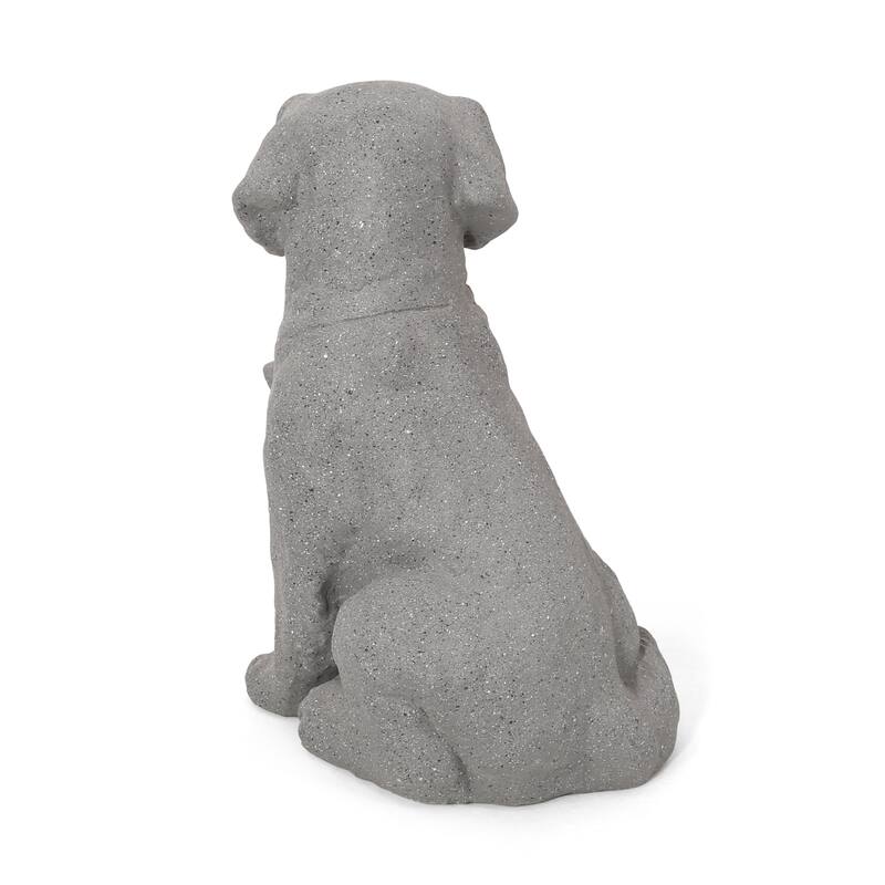 Roomfitters 15-Inch MGO Puppy Dog Garden Statue, Cast Stone Outdoor Sculpture in Lightweight Concrete, Stone Gray