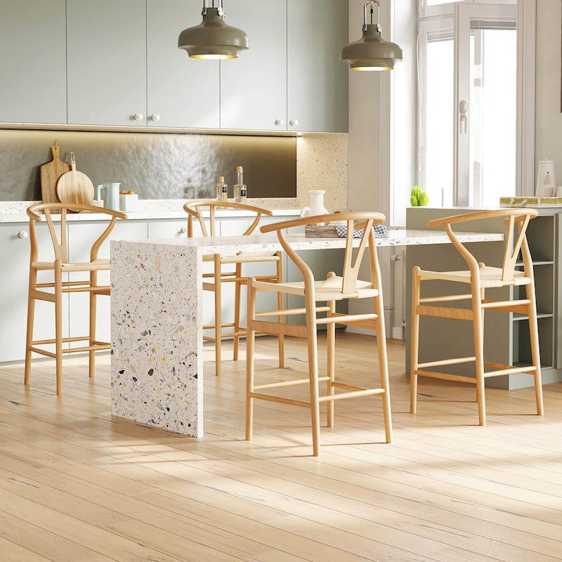 Weave Counter Height Bar Stools, Fully Assembled Rattan Bar Chairs for Kitchen Island,1pc