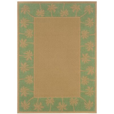 Inverness Beige Green Border Outdoor Casual Area Rug