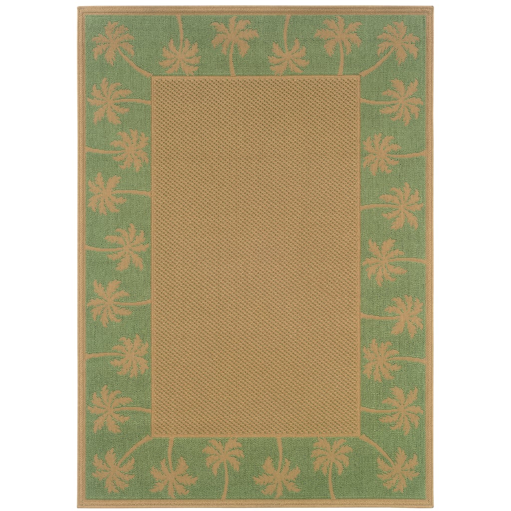 Inverness Beige Green Border Outdoor Casual Area Rug