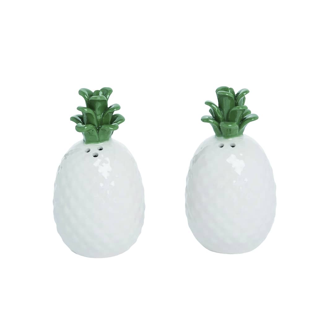 Transpac Dolomite 3.75 in. Off-White Spring Pineapple Salt and Pepper Shaker Set of 2