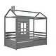 preview thumbnail 5 of 25, Twin Size House Bed with Two Drawers & Guardrail