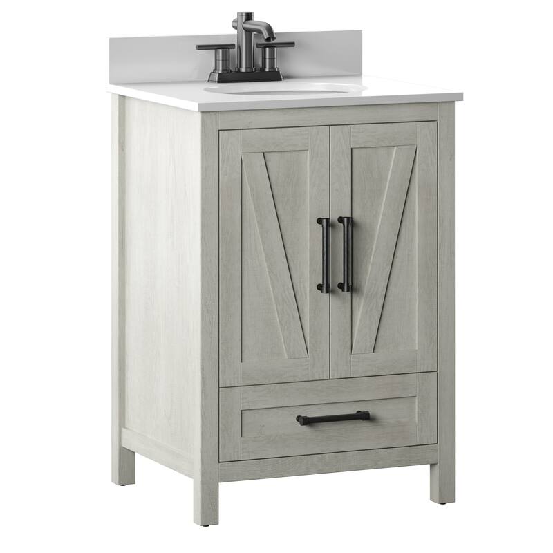 24" Single Bathroom Vanity with Lower Drawer - Natural Finish - Fairfax Oak