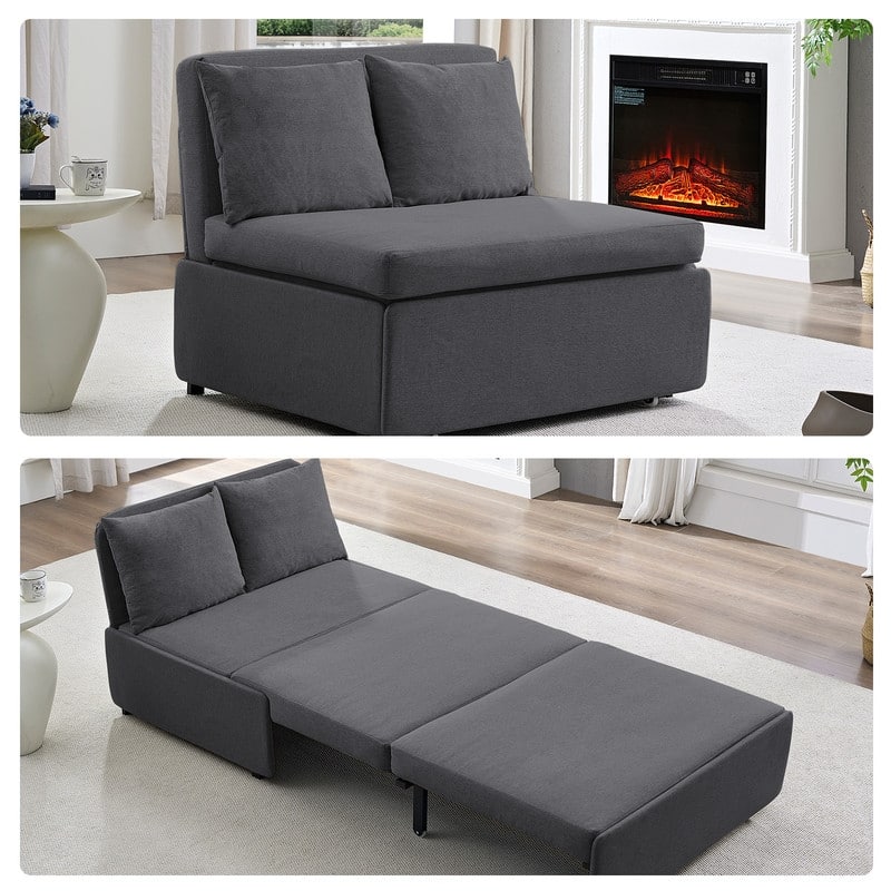 Mixoy Full/Queen Size Sofa Bed,2 in 1 Convertible Linen 1-Seater/Loveseat Sleeper Sofa Couch with Cushions