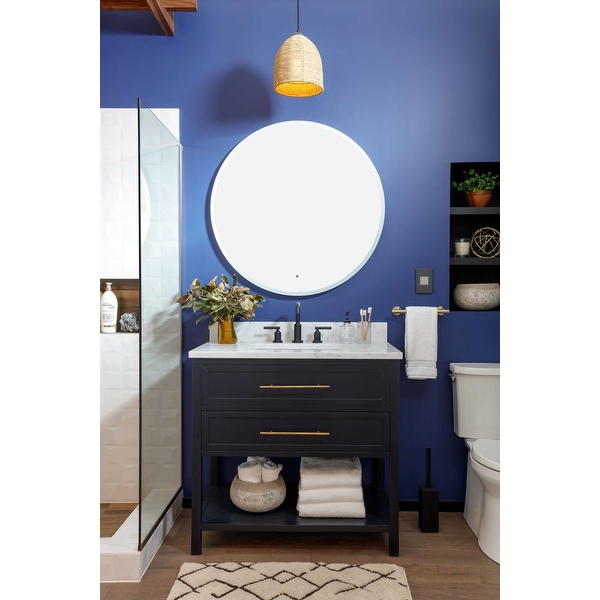 Miseno MM3636LED 36 W x 36 H Circular Frameless Wall Mounted Mirror with LED Lighting