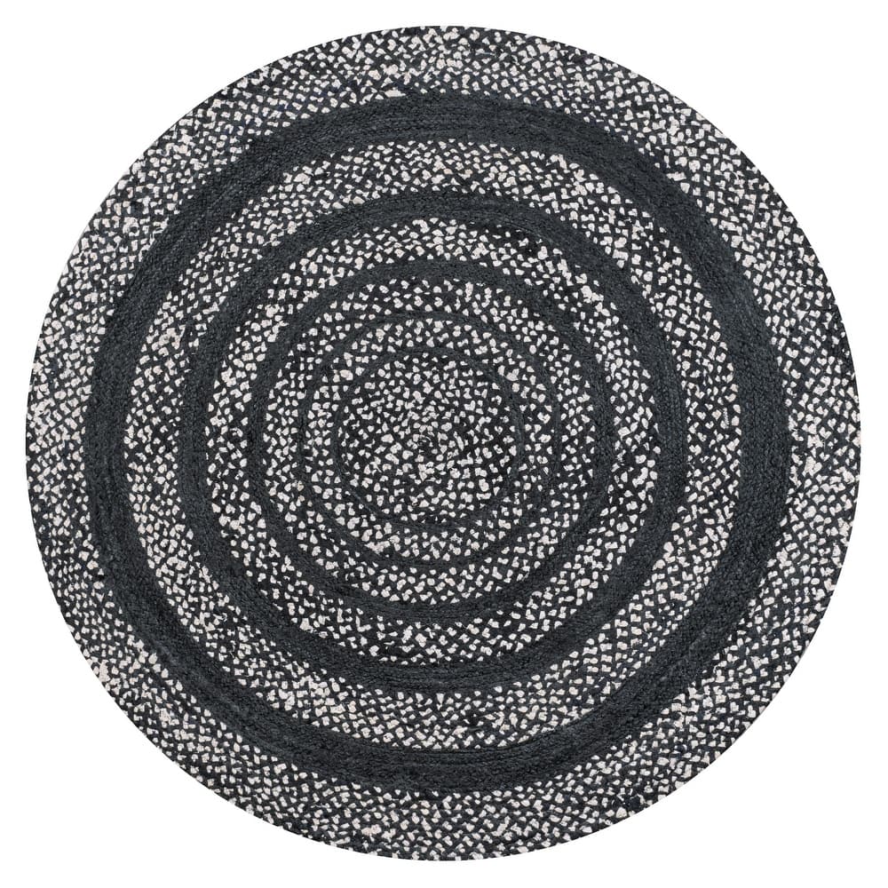 JONATHAN Y Flora Braided Bohemian Coastal Round Jute Area Rug