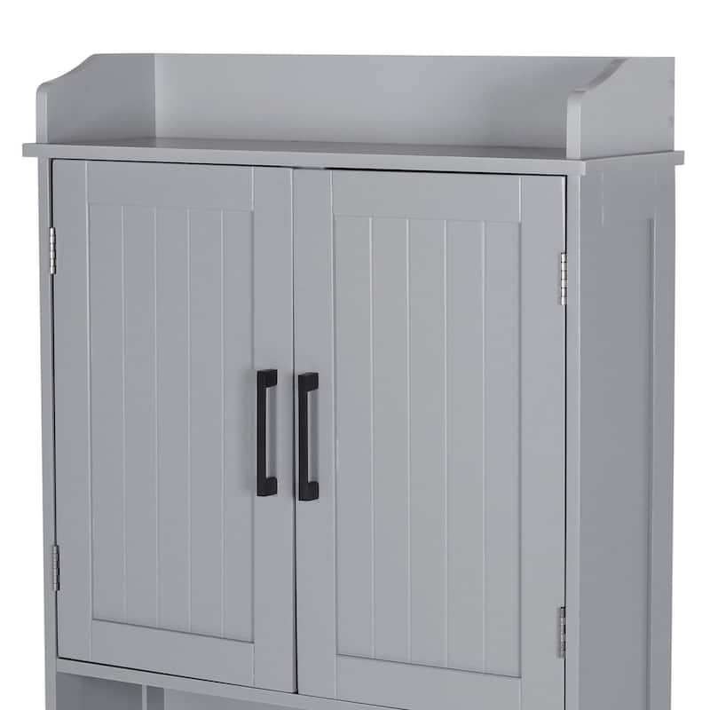 VEIKOUS Bathroom Over The Toilet Storage Cabinet Organizer With Doors and Shelves