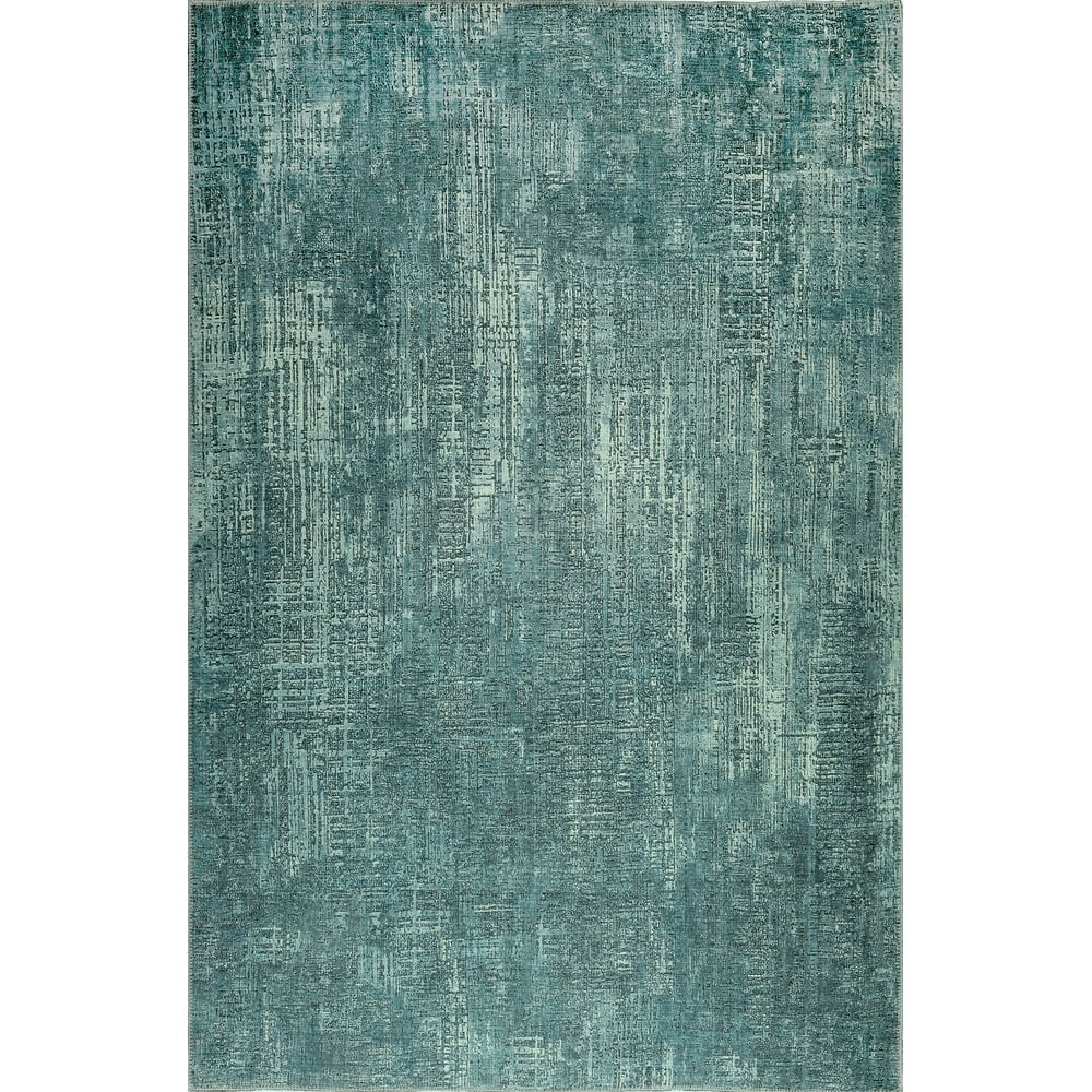 Domani Grove Machine Washable Distressed in Teal Area Rug
