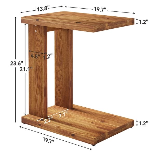 Solid Wood C Shaped Side Table for Couch - Bed Bath & Beyond - 43367675