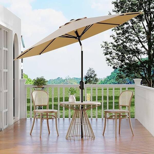 10 ft tan patio umbrella 10ft Patio Umbrella Crank Tilt Polyester Tan No Lights - Bed Bath & Beyond