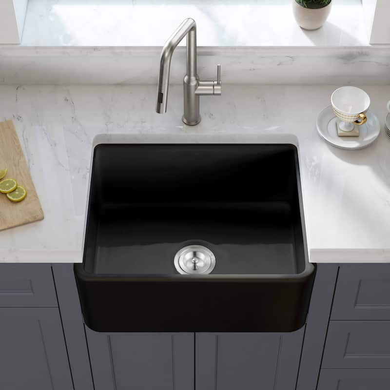 Pure 24" Fireclay Kitchen Farmhouse Apron Front Single Bowl Sink