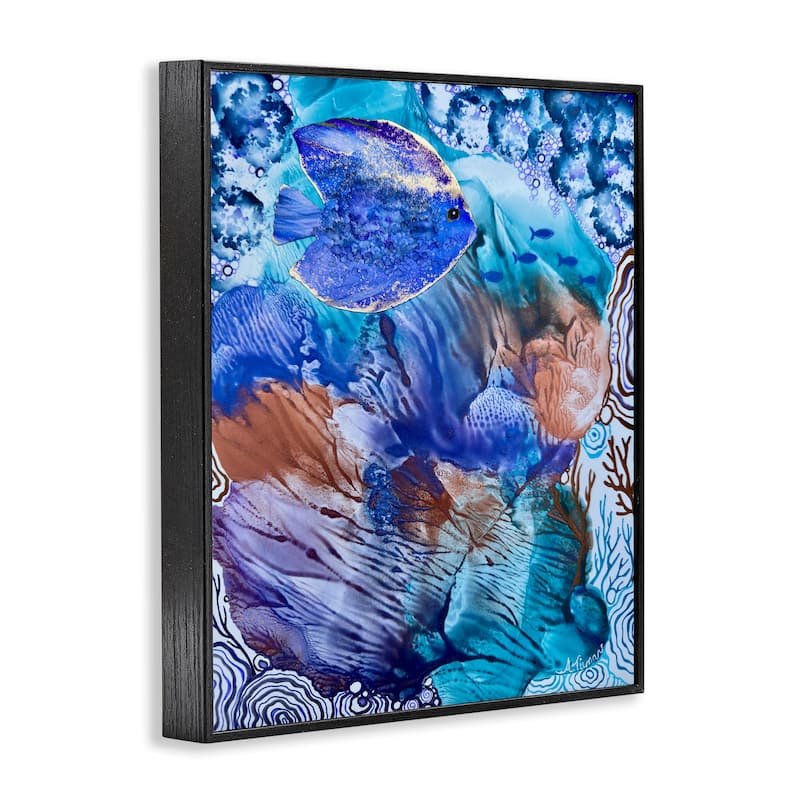 Stupell Underwater Fish Sea Life Framed Giclee Art Design By Amy Tieman